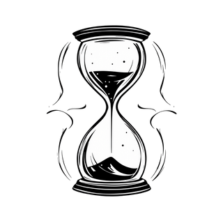 Black-and-white hourglass icon on a transparent background, indicating burn time for the candle.